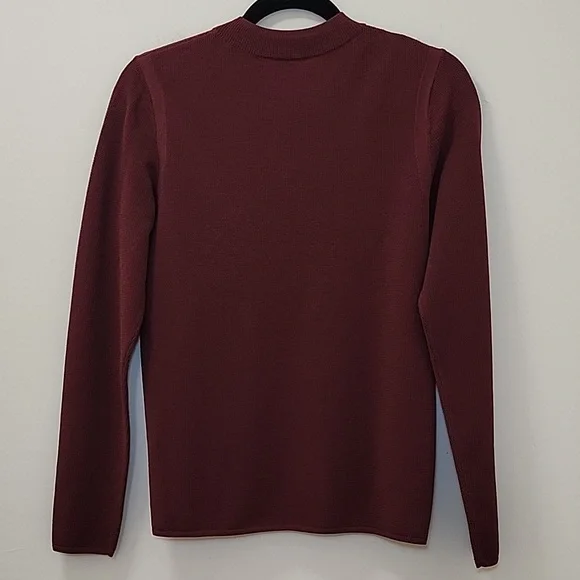 NWT St. John deep cherry or pomegranate red crew neck sweater Sz Med